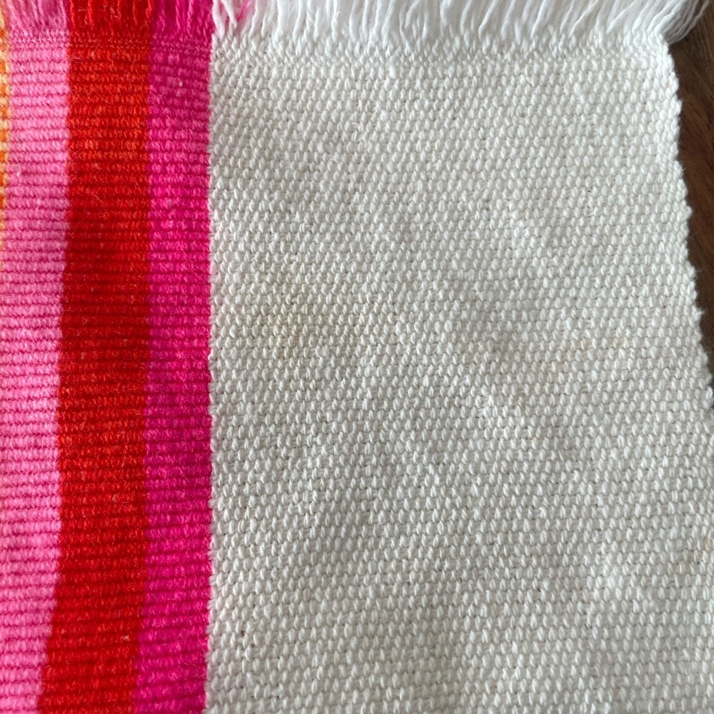 Striped Rainbow Fringe Edge Placemat Square Corners Set of 4 Picnic Retro Bright - Picture 12 of 13